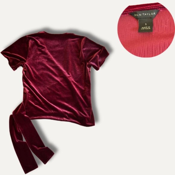 🍷 Burgundy Velvet Wrap Top – Anne Taylor size S/P - Picture 4 of 4